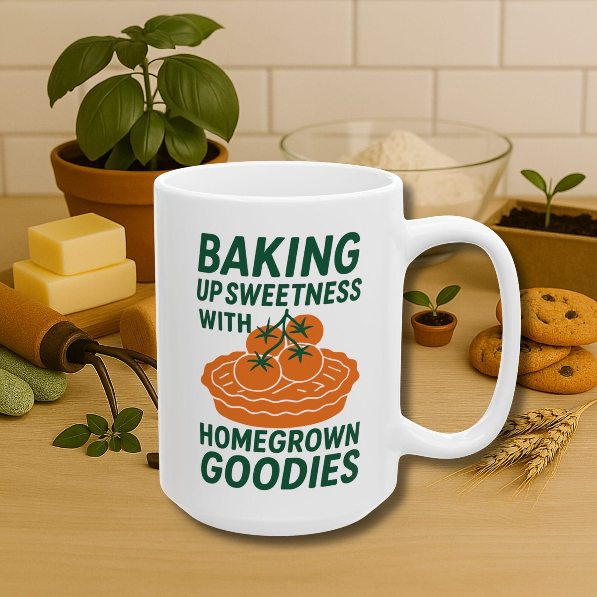 Mug gift for someone who gardens and bakes | White | 11 oz, 15 oz | Baking Up Sweetness With Homegrown Goodies - Image 5