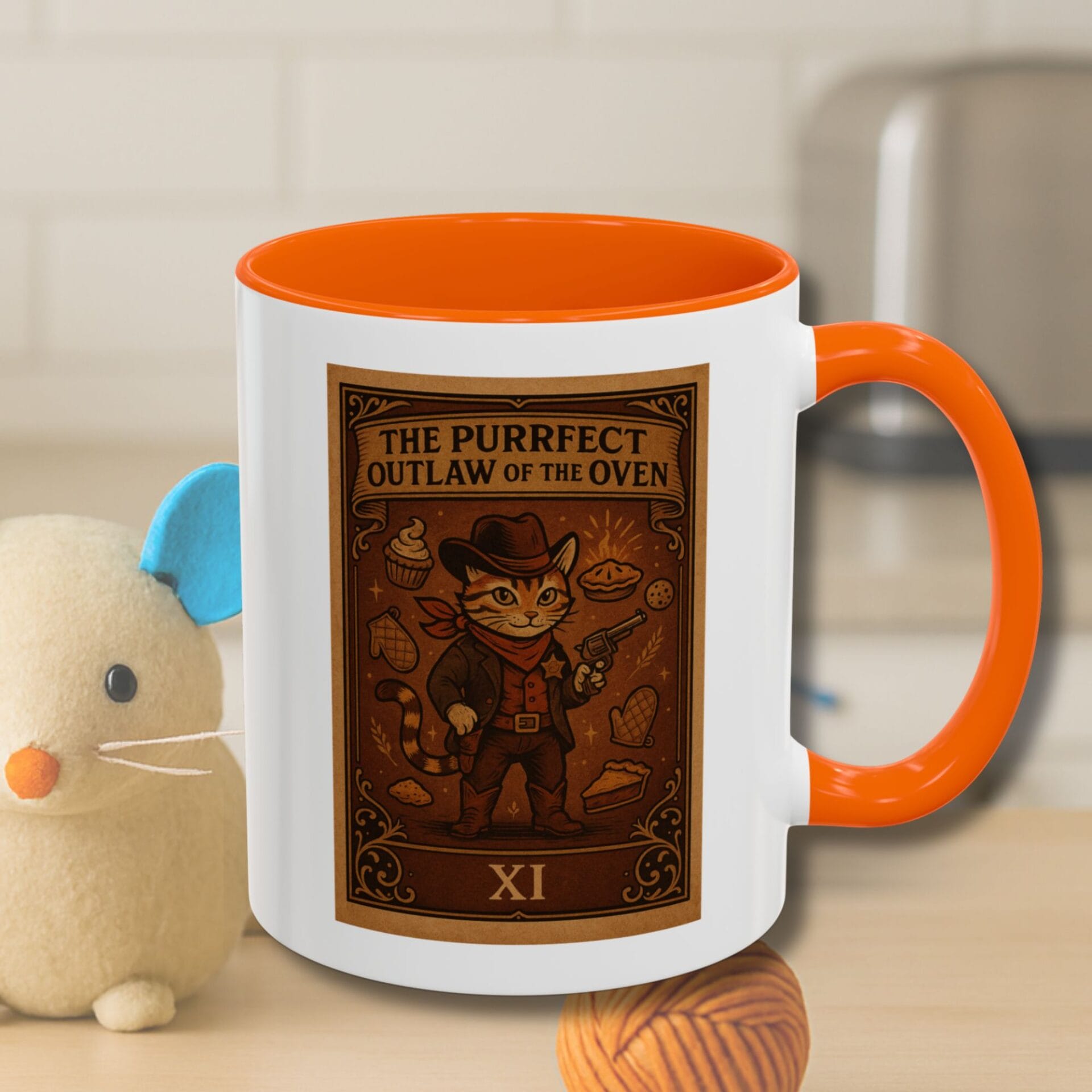Birthday Gift for Cat Owner Baker "The Purrfect Outlaw of the Oven" | Accent Mug 11oz & 15oz - Image 4