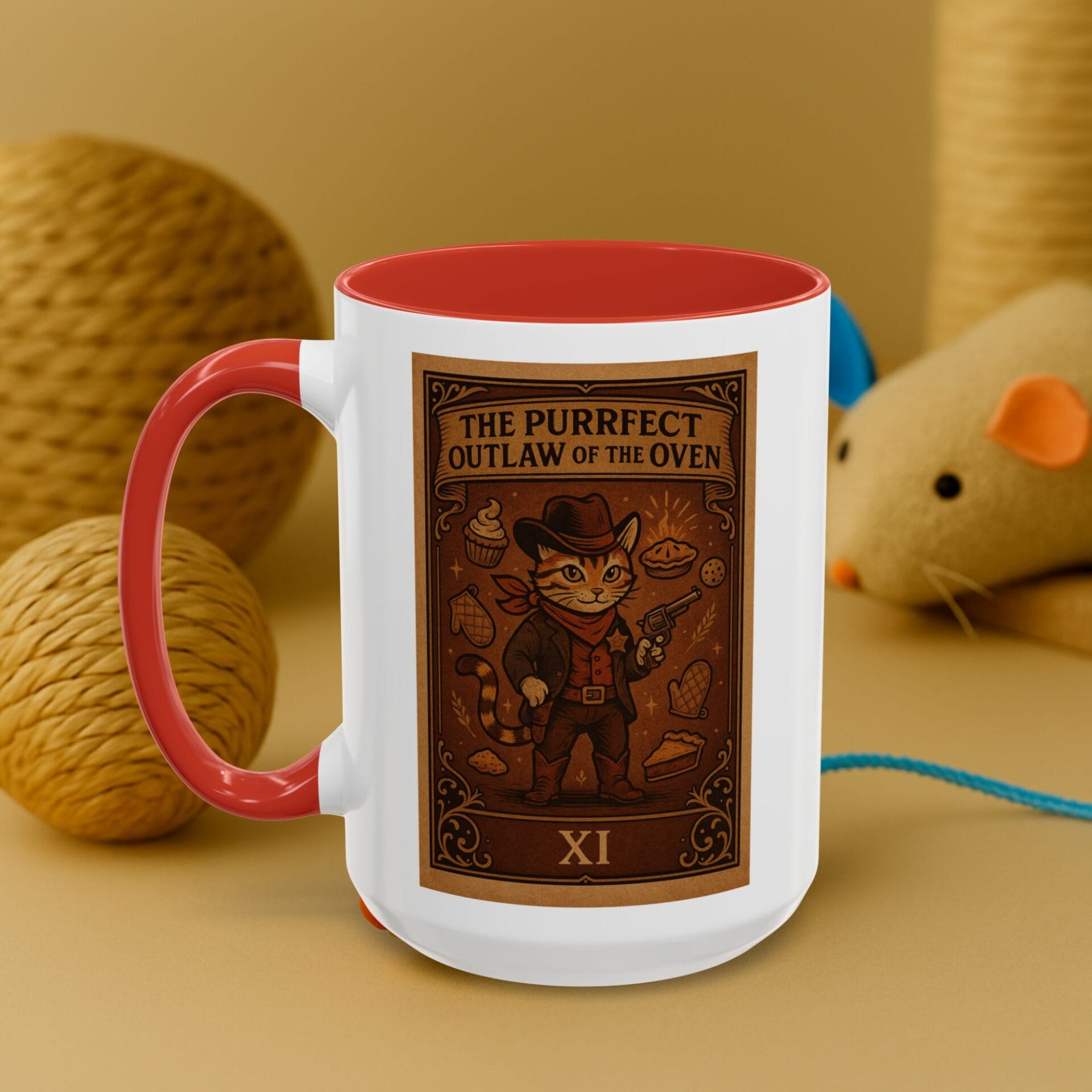 Birthday Gift for Cat Owner Baker "The Purrfect Outlaw of the Oven" | Accent Mug 11oz & 15oz - Image 3