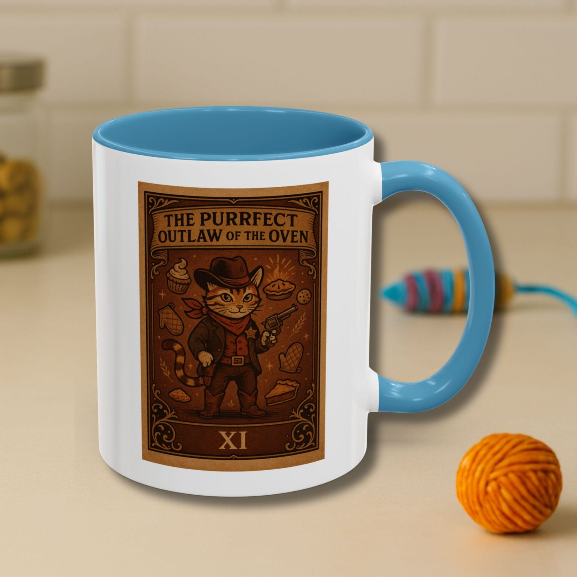 Birthday Gift for Cat Owner Baker "The Purrfect Outlaw of the Oven" | Accent Mug 11oz & 15oz - Image 9