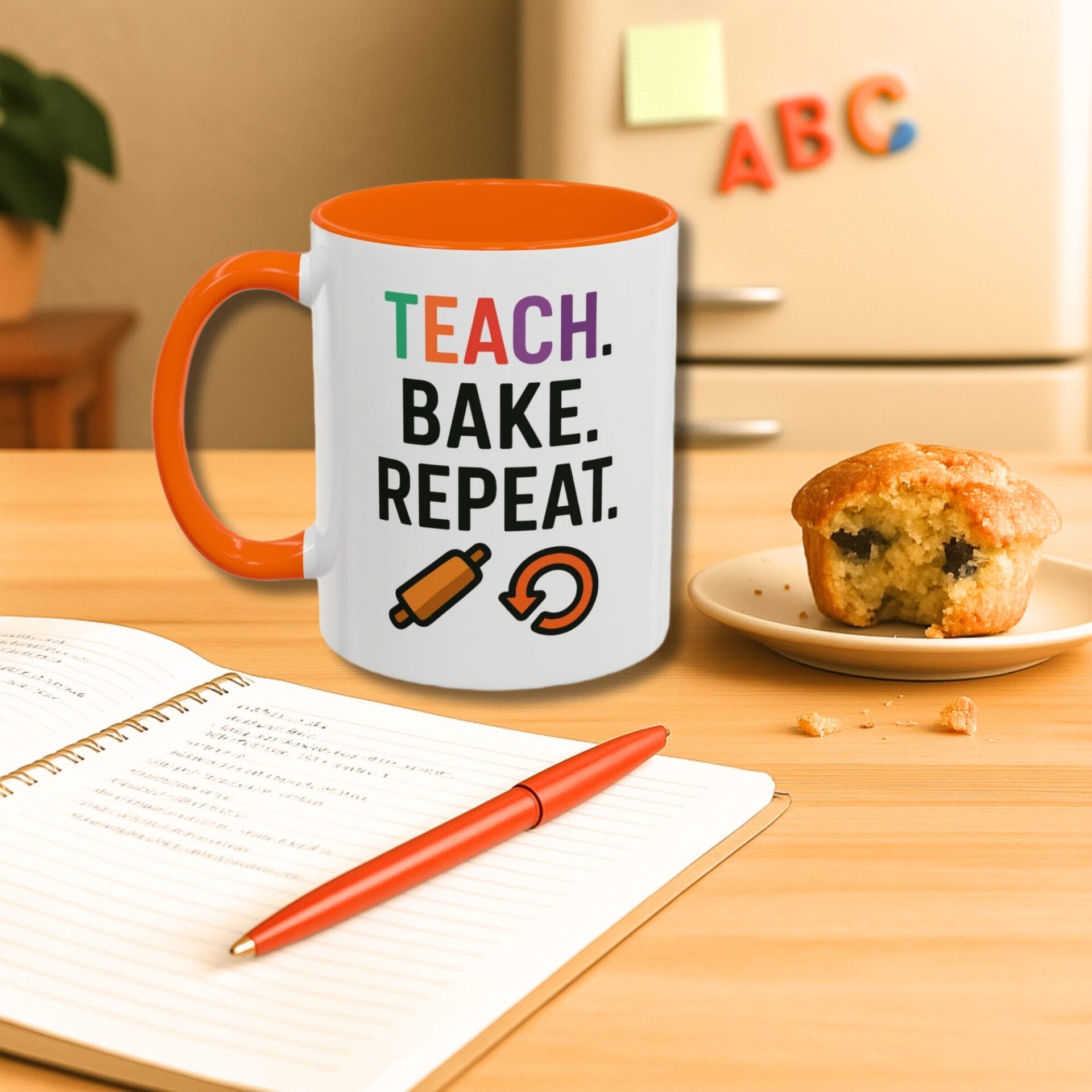 Teacher and Baker Gift Mug - Accent Mug Colored Handle 11oz, 15oz - Image 3