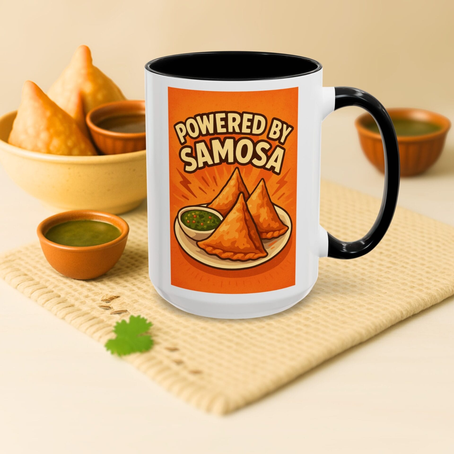 Indian Samosa Lover Gift - Accent Mug Colored Handle