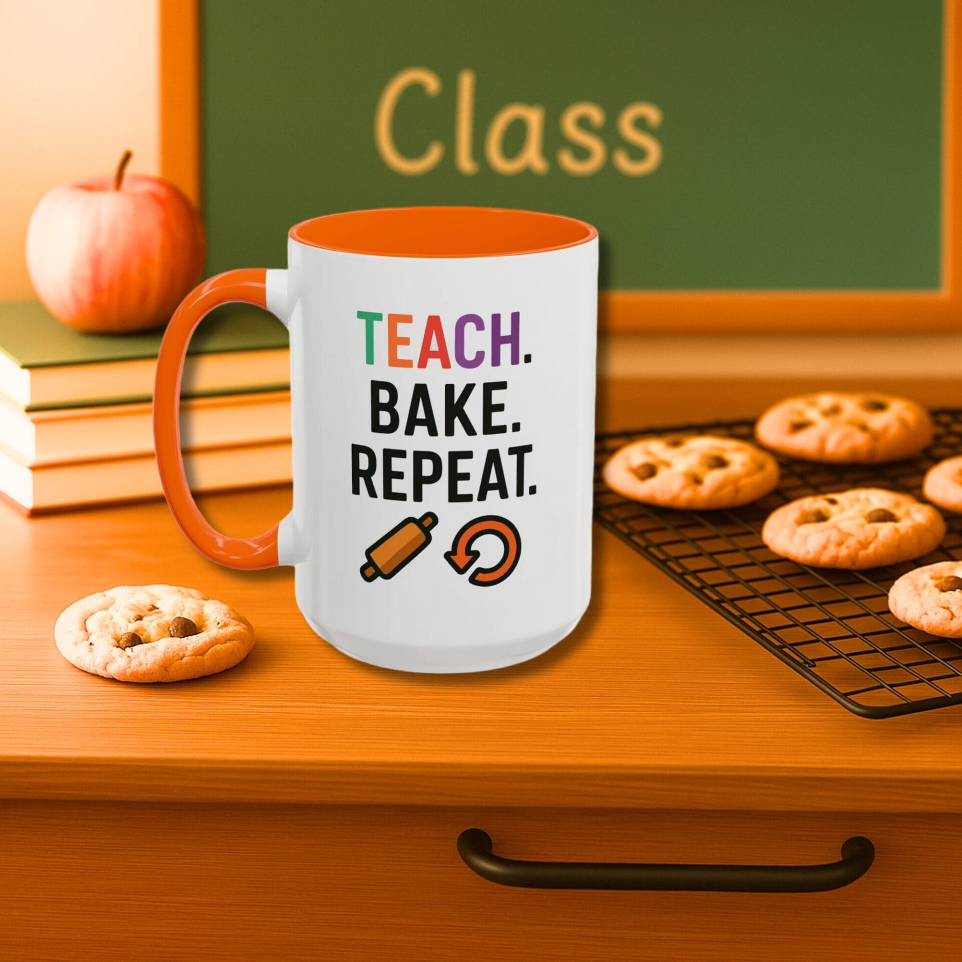 Teacher and Baker Gift Mug - Accent Mug Colored Handle 11oz, 15oz - Image 5