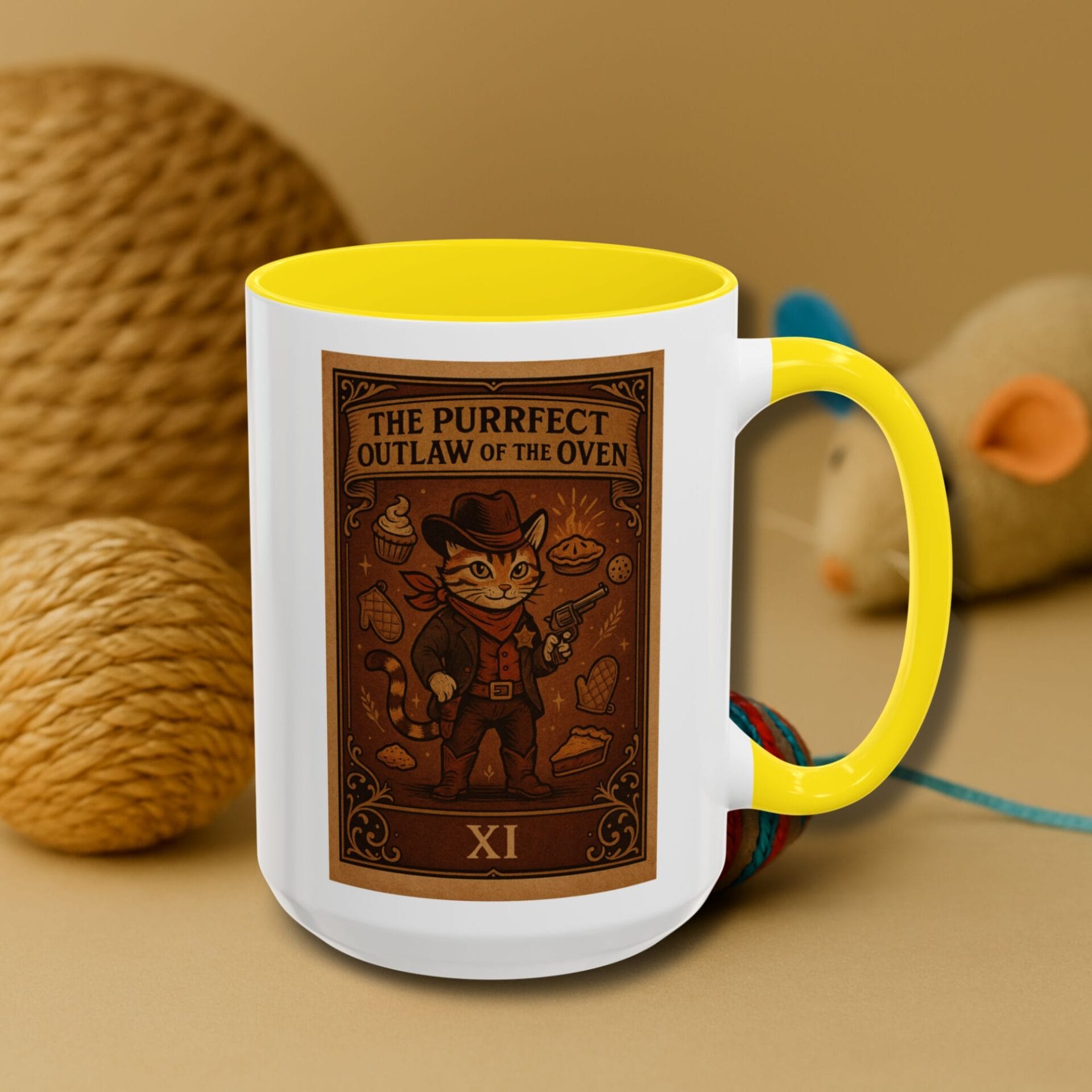 Birthday Gift for Cat Owner Baker "The Purrfect Outlaw of the Oven" | Accent Mug 11oz & 15oz - Image 5
