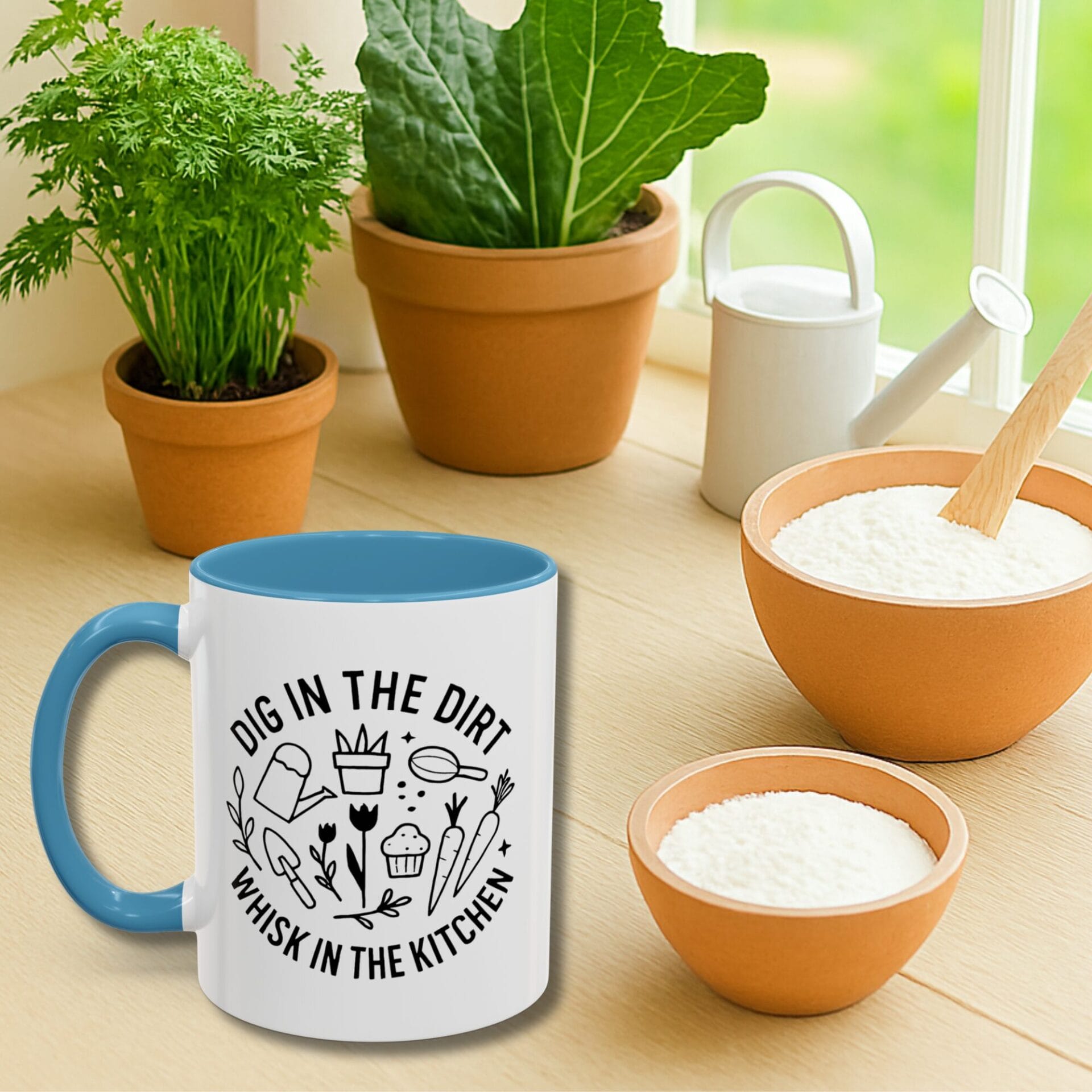Mug perfect gift for gardener baker hobby person | Accent | 11 oz, 15 oz | Dig In The Dirt, Whisk In The Kitchen - Image 3