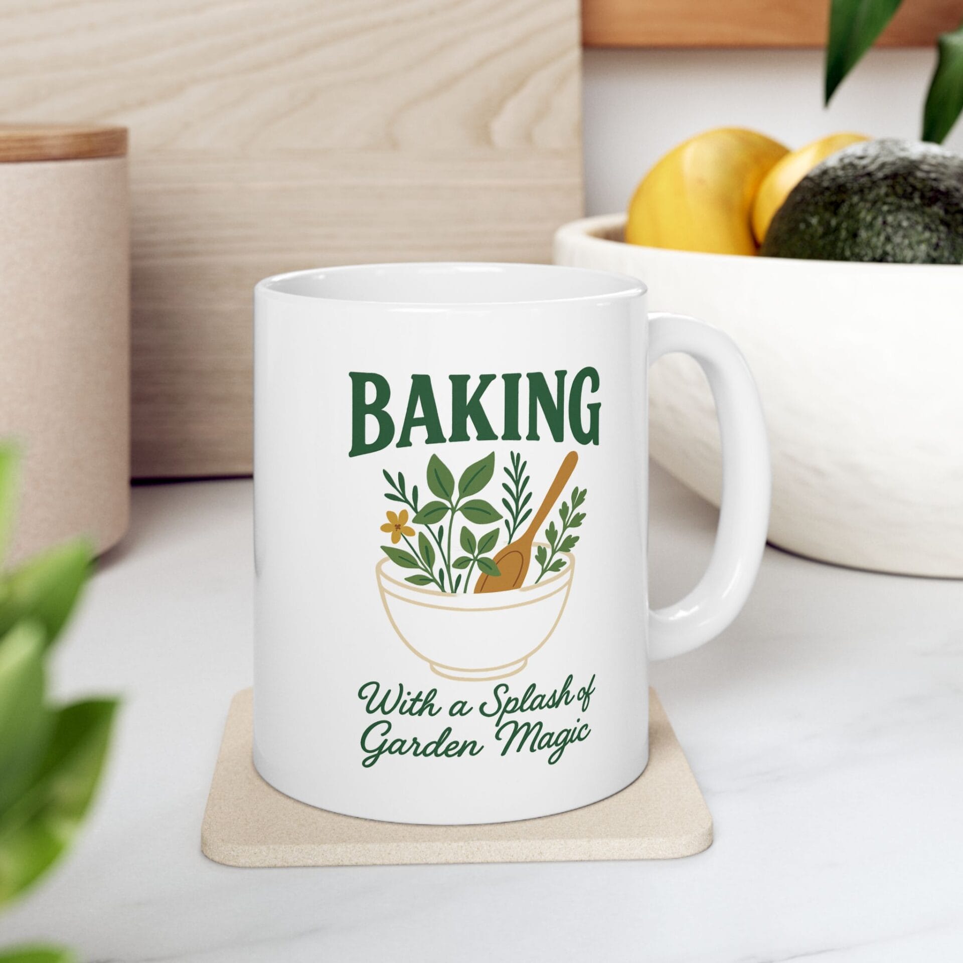 Mug gift for gardening enthusiast and baking lover | White | 11 oz, 15 oz | Baking With a Splash of Garden Magic - Image 6