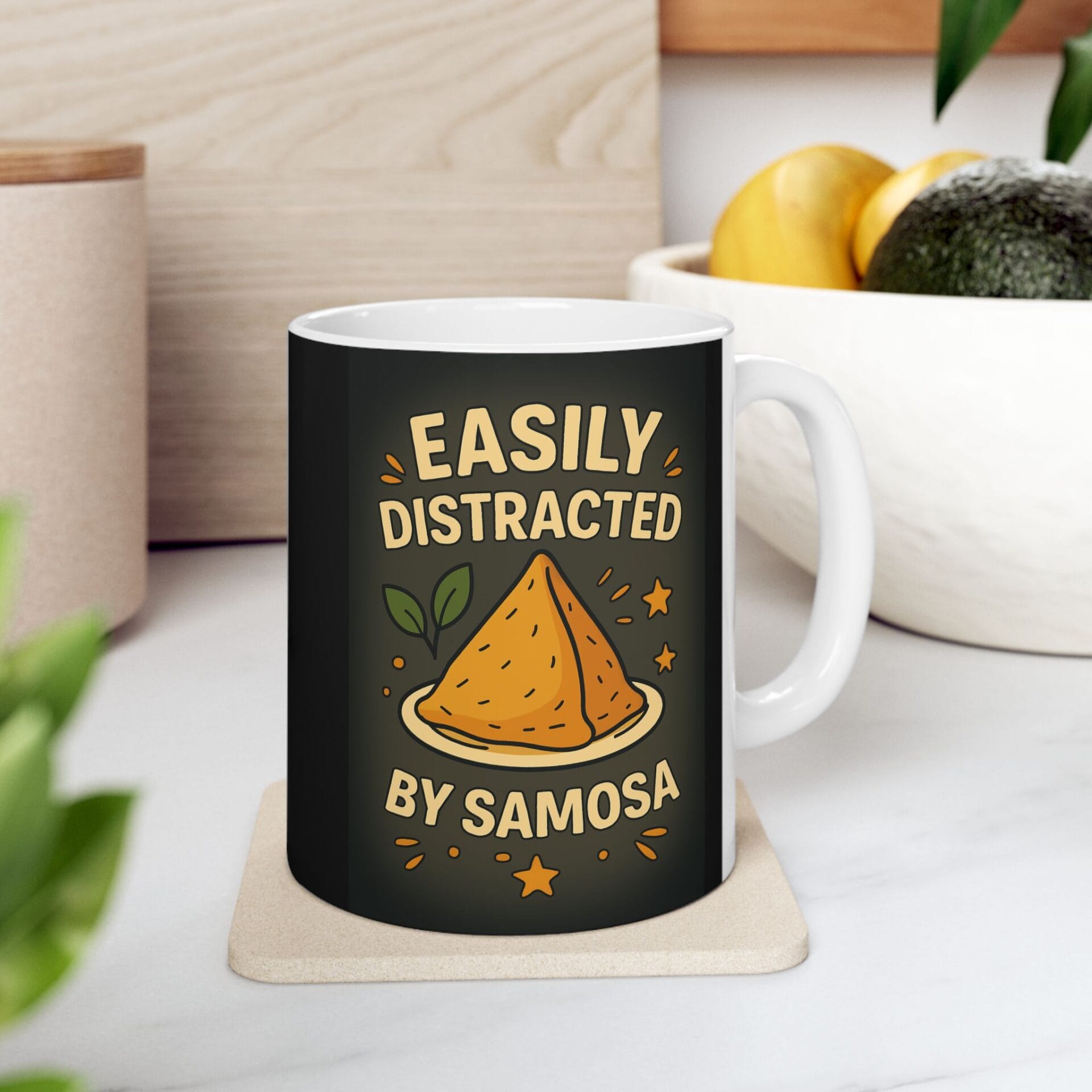 Indian Snack Lover Mug "Easily Distracted by Samosa" | Accent Mug with Color| (11oz, 15oz) - Image 6