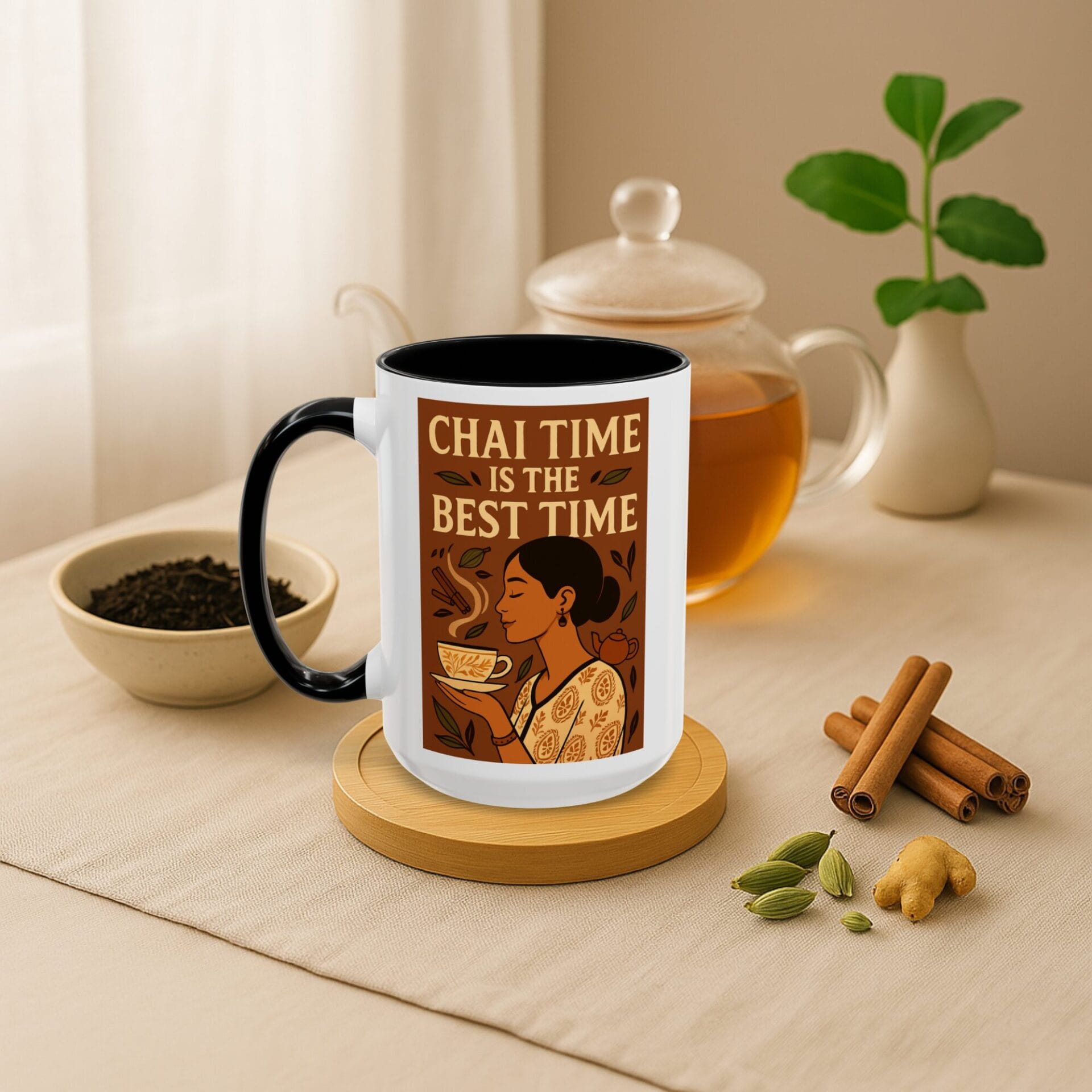 Chai Gift Mug - Best Time Accent, 11oz & 15oz Colored Interior